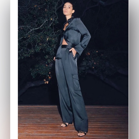 Dynamite Pants - NWT Dynamite satin straight leg cargo pants